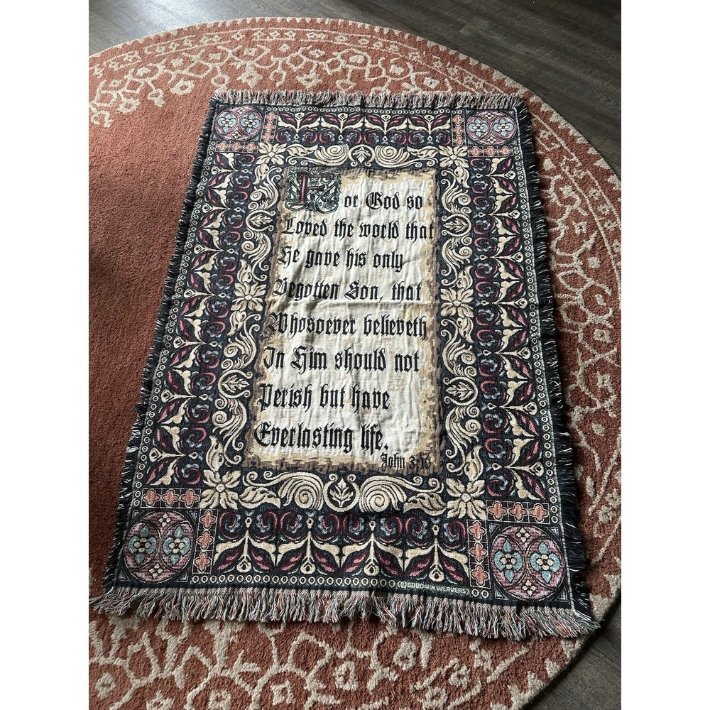 Goodwin Weavers John 3 10 Religious Blanket Tapestry  60" X 50"